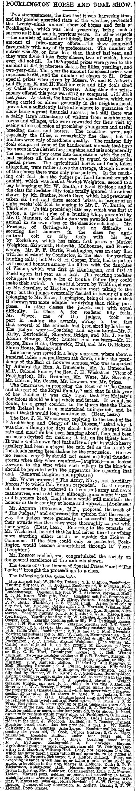 1887 Pocklington Horse & Foal Show